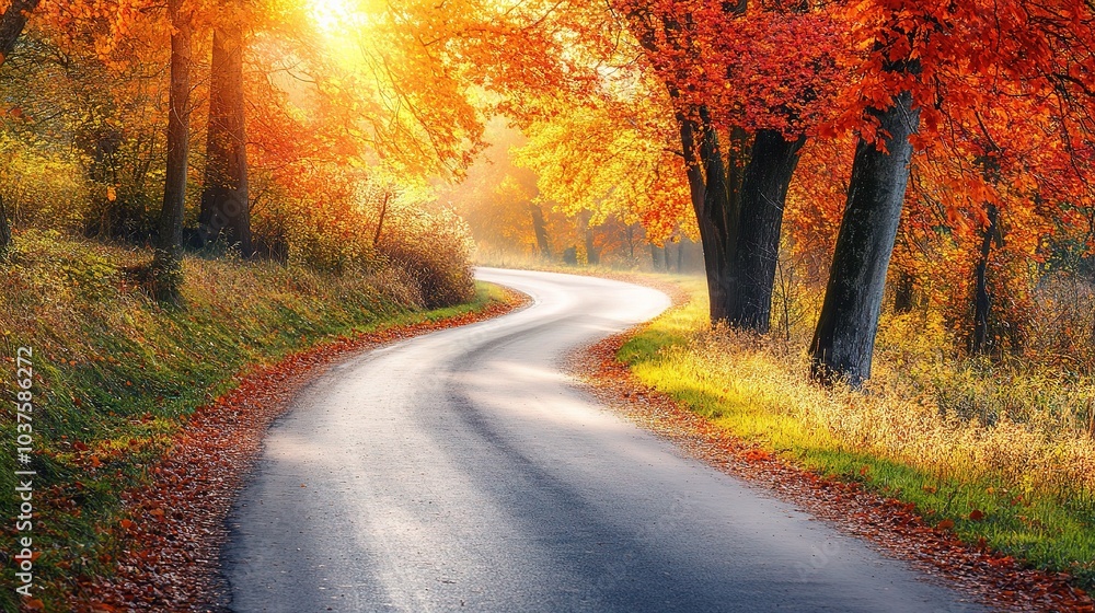 Obraz premium Autumnal Road to Adventure 