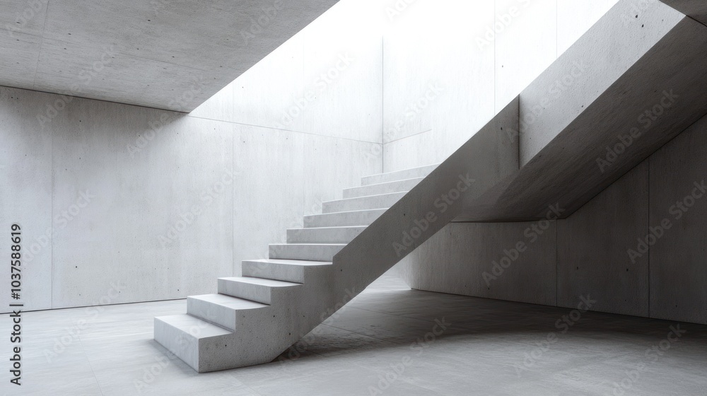 Concrete Staircase in Minimalist Interior Concrete Staircase in Minimalist Interior