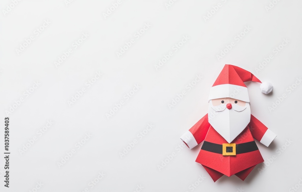 Paper origami Santa Claus isolated on a white background with copy space for text or message. Christmas and New Year concept Paper origami Santa Claus isolated on a white background with copy space for text or message. Christmas and New Year concept