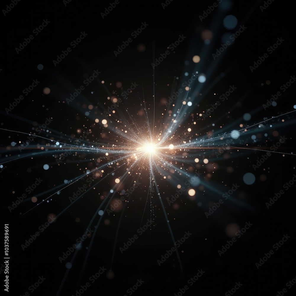 Naklejka premium brilliant light sparkles illuminating dark background