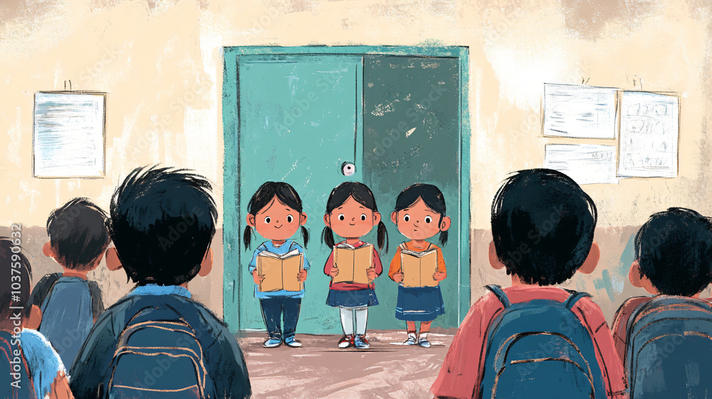 A heartwarming visual of children from migrant families attending school. A heartwarming visual of children from migrant families attending school.