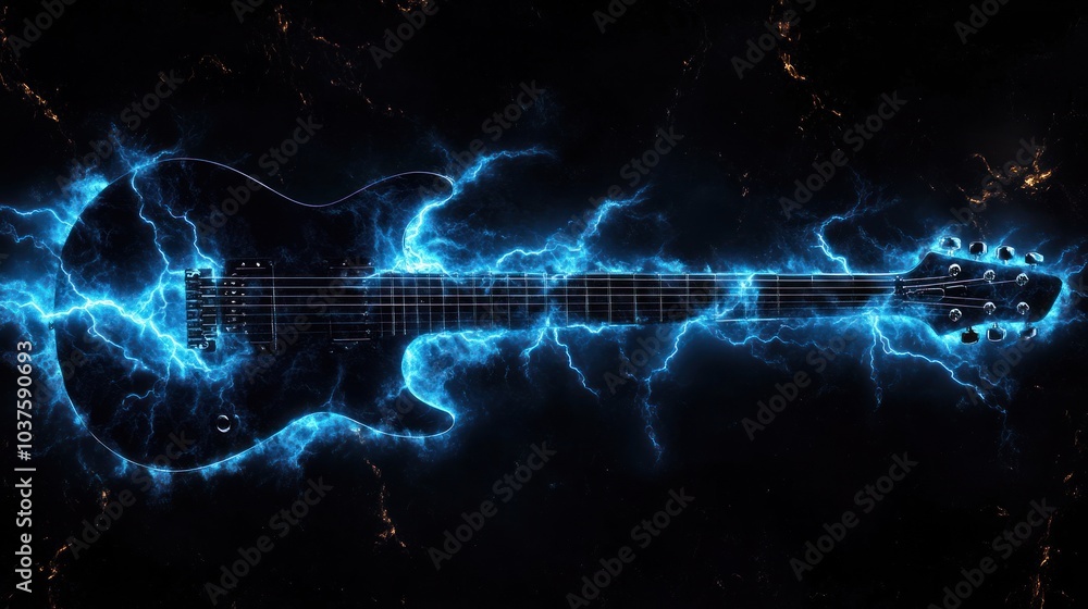 Electric Guitar with Blue Lightning Electric Guitar with Blue Lightning