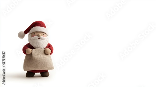 Festive santa figurine with gift bag for holiday decor and design