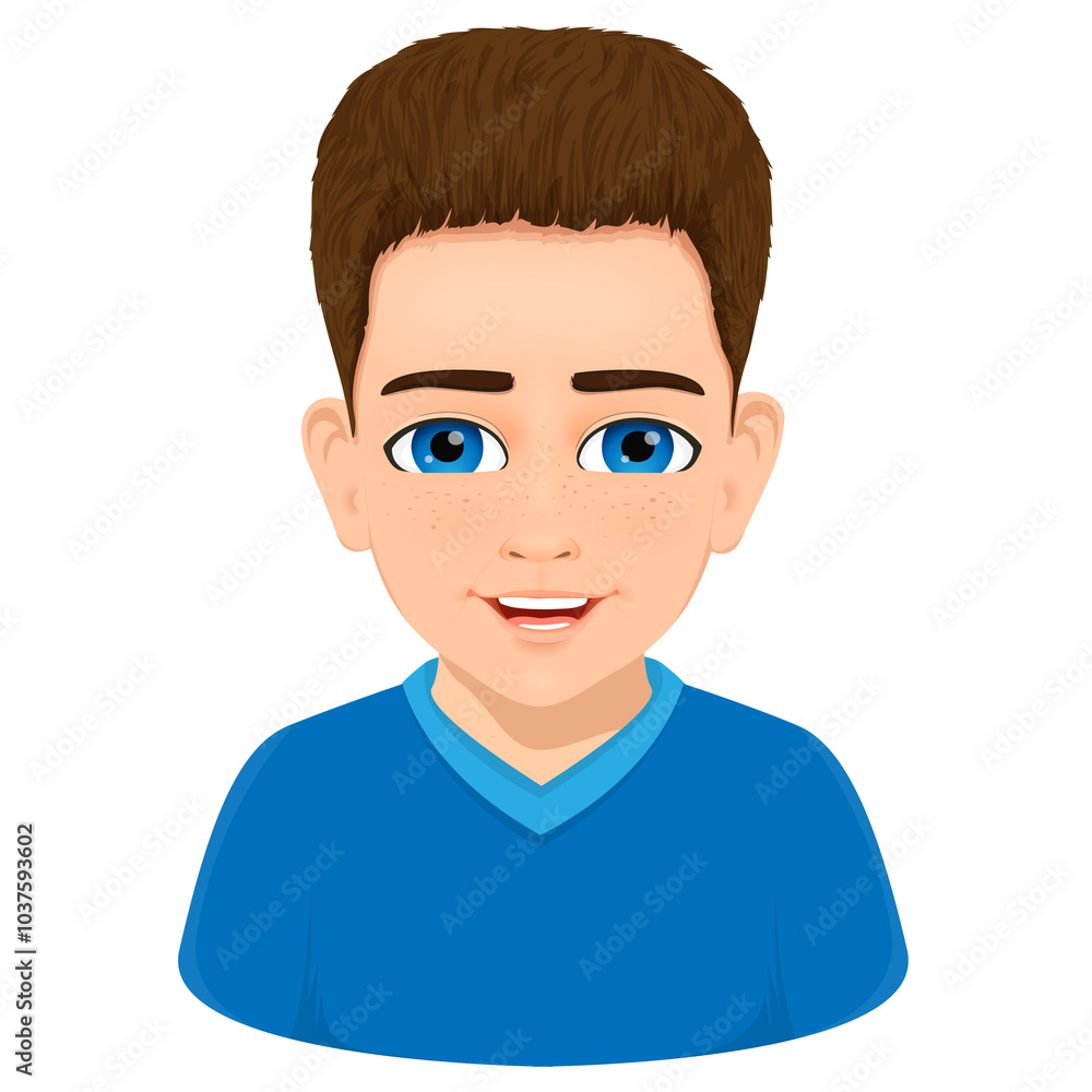 Portrait of cute boy child with freckled face