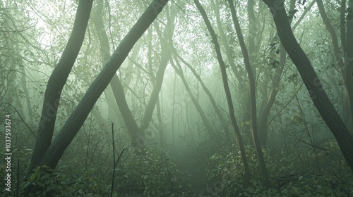 Enchanted Forest of Ancient Warriors: Mystical Misty Landscape with Cinematic Lighting