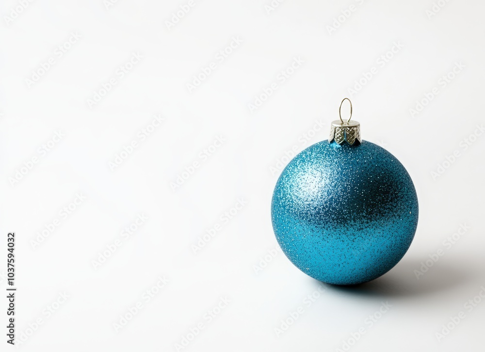 Blue Christmas ornament on a white background. Christmas ball. Happy New Year Blue Christmas ornament on a white background. Christmas ball. Happy New Year
