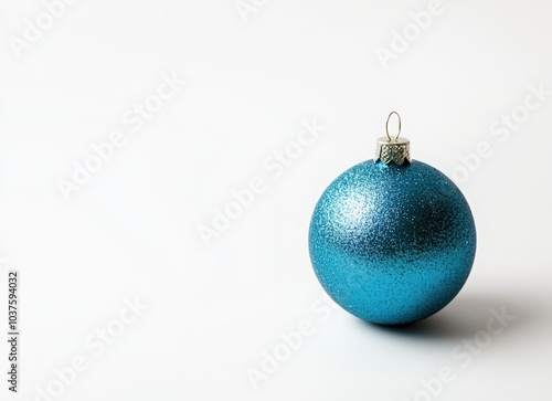 Blue Christmas ornament on a white background. Christmas ball. Happy New Year