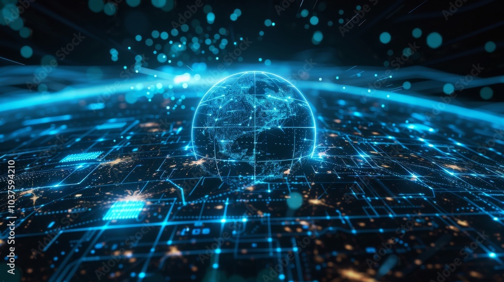 Earth surrounded by digital nodes and data streams showing global networks and blockchain technology Earth surrounded by digital nodes and data streams showing global networks and blockchain technology