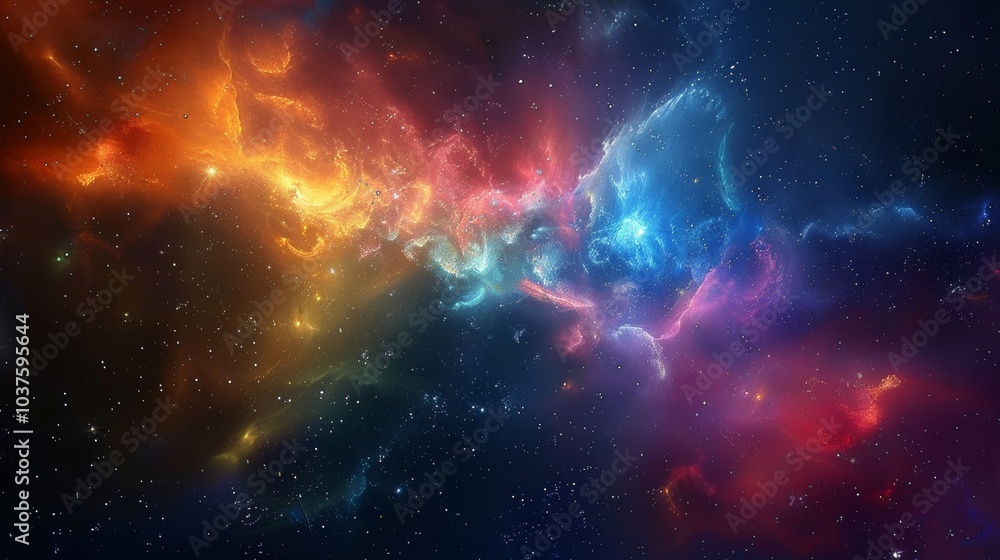 Fototapeta premium Nebula and stars in deep space, with a vibrant mix of colors and cosmic dust