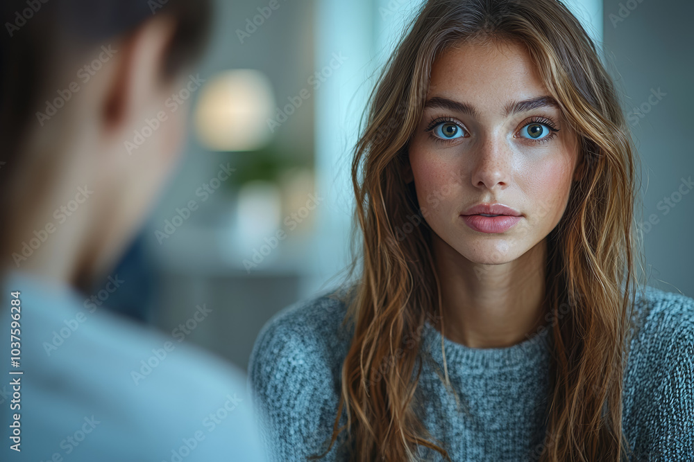 Fototapeta premium A person seeking therapy to manage grief after a personal loss, working through emotions in a supportive environment. Concept of emotional health.