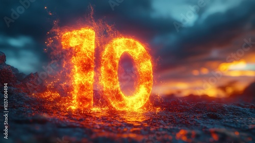 Dynamic lava number ten a fiery representation of time and energy in a striking landscape setting