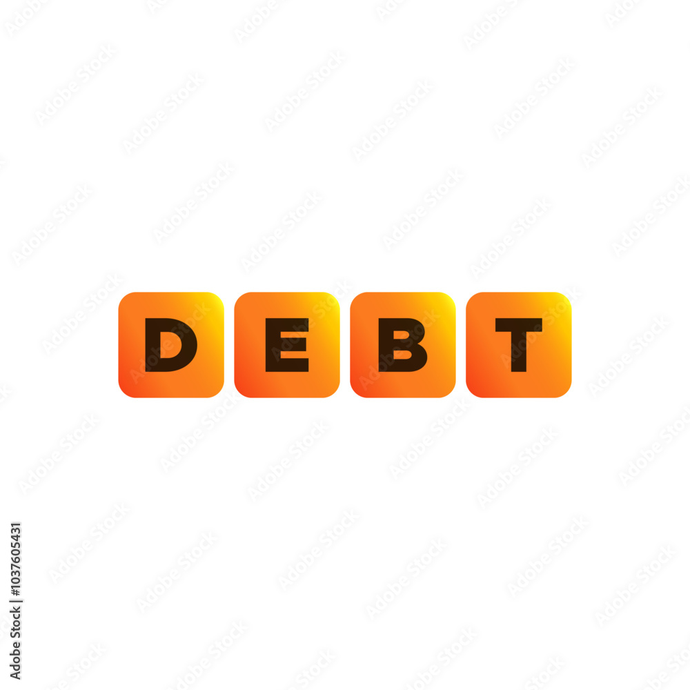 Debt word 3d cubes business finance loan concept vector illustration isolated on white Debt word 3d cubes business finance loan concept vector illustration isolated on white