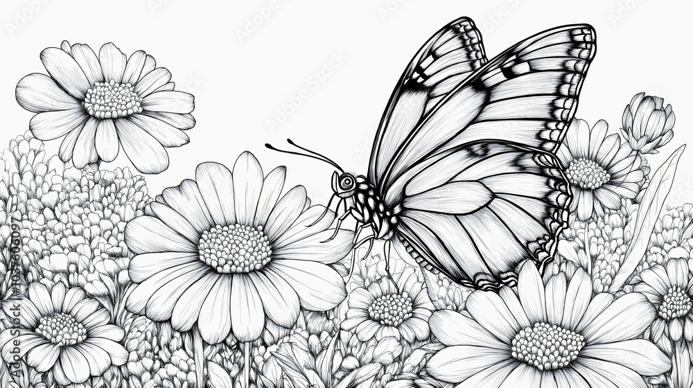 Butterfly coloring and simple page with clear book cartoon and bold flower nature summer insect garden, basic outline with clean drawing design Butterfly coloring and simple page with clear book cartoon and bold flower nature summer insect garden, basic outline with clean drawing design