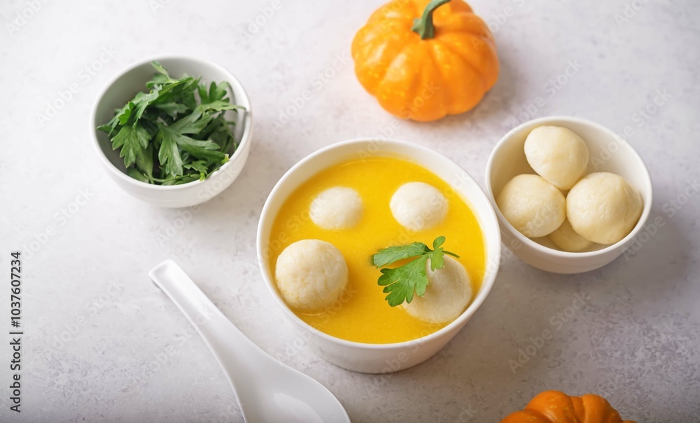 Pumpkin porridge, Hobakjuk in a bowl Pumpkin porridge, Hobakjuk in a bowl