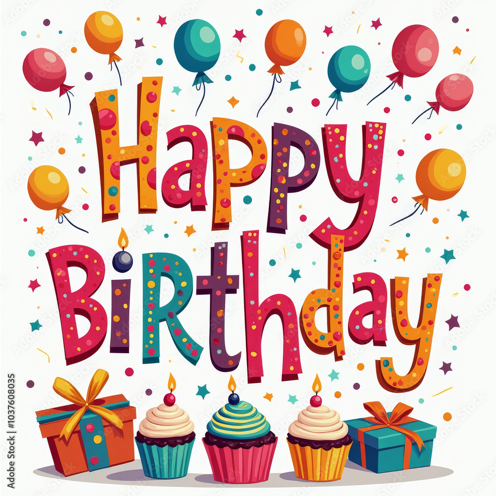 Happy Birthday Feier mit bunten Ballons und Torten
Happy Birthday Feier mit bunten Ballons und Torten