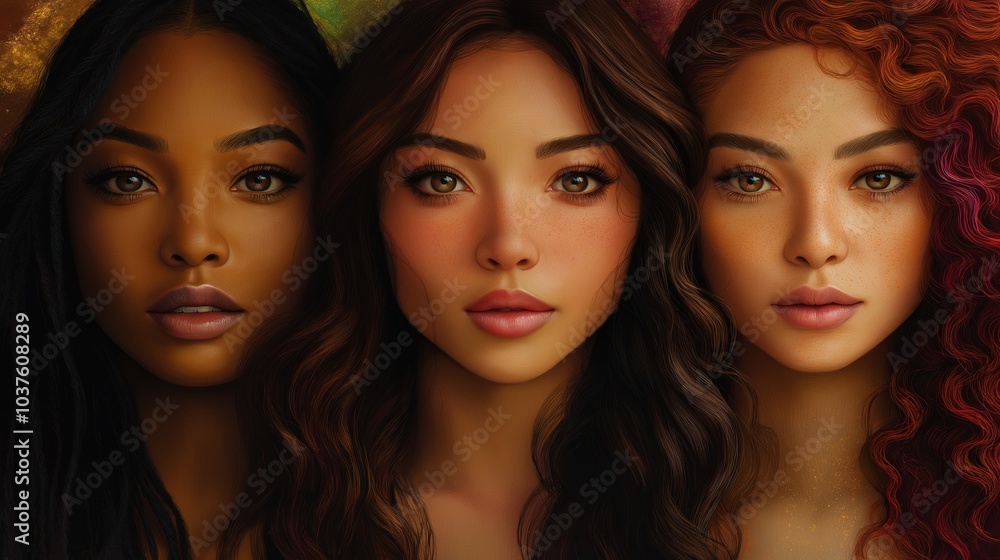 Celebrating unity and diversity: A vibrant group portrait of women from different cultures Celebrating unity and diversity: A vibrant group portrait of women from different cultures