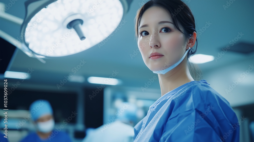 手術チームを導く日本人女性外科医 Stock Photo | Adobe Stock