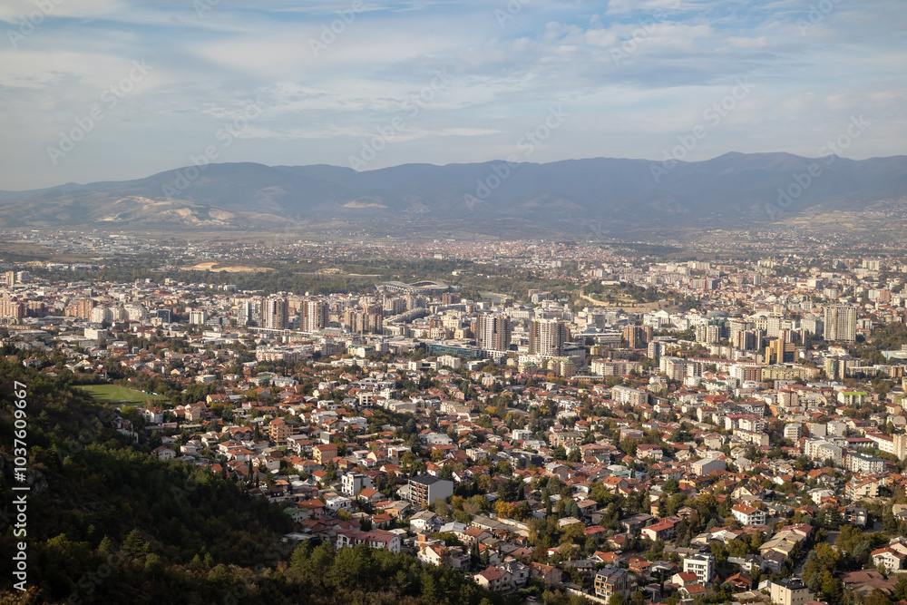 Skopje, a thriving urban panorama
The city of Skopje, seen from above
Aerial view of the Macedonian capital
Skopje, a mosaic of colors and shapes where the mountains meet the metropolis.