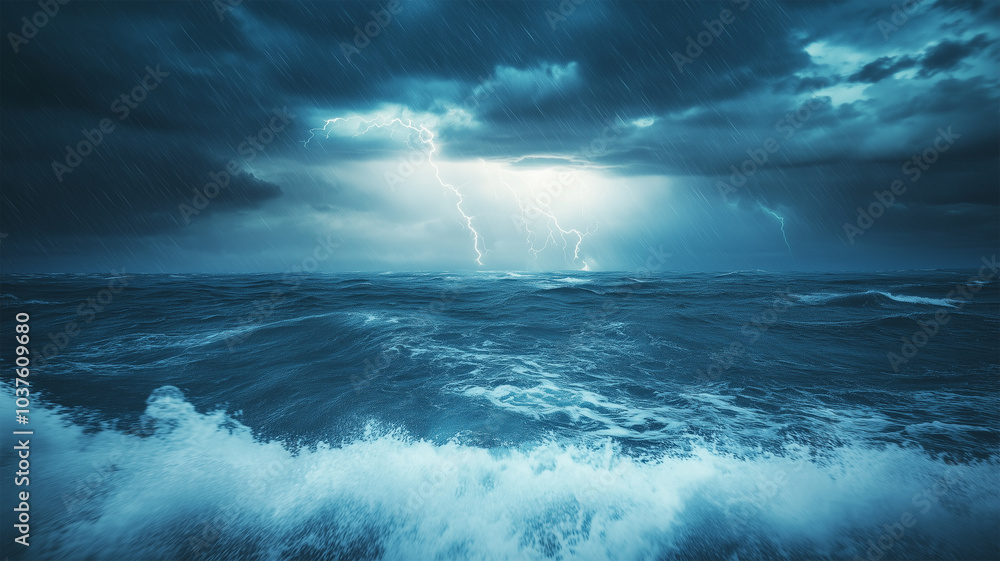 海上に広がる雷雨 海上に広がる雷雨