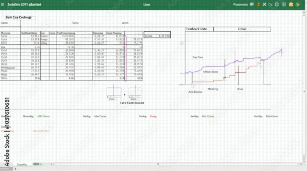 Spreadsheet software showing graphs and data being analyzed Spreadsheet software showing graphs and data being analyzed