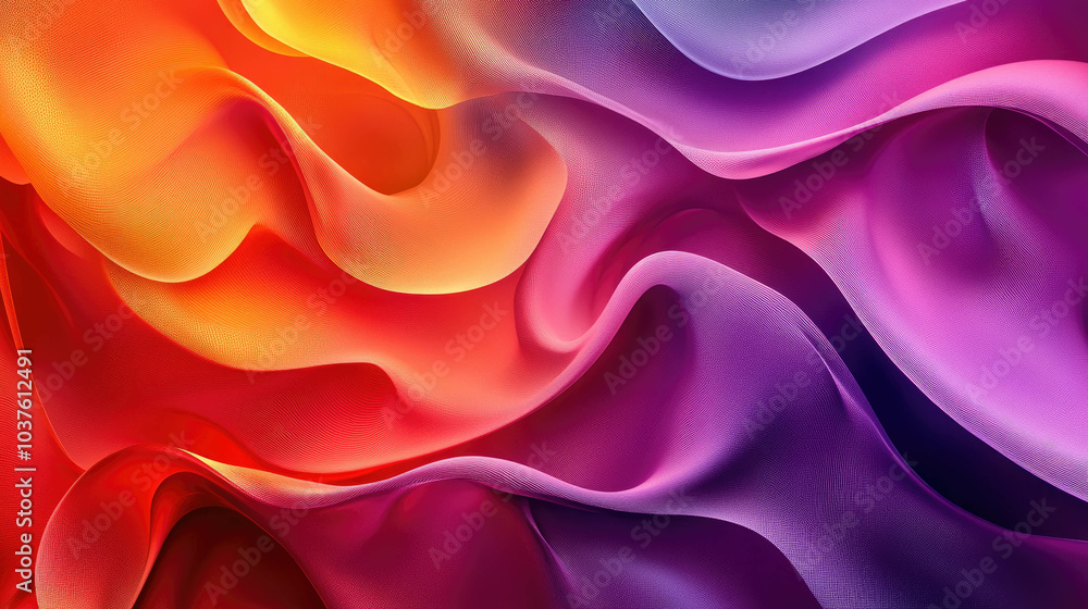 Obraz premium Vibrant Abstract Gradient Textile Waves in Red, Orange, and Purple Tones