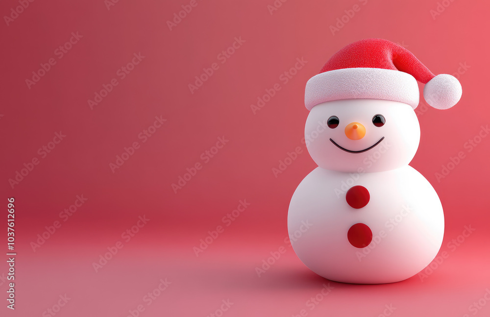 banner of the 3d render winter christmas time , with the snowman on red plain background banner of the 3d render winter christmas time , with the snowman on red plain background