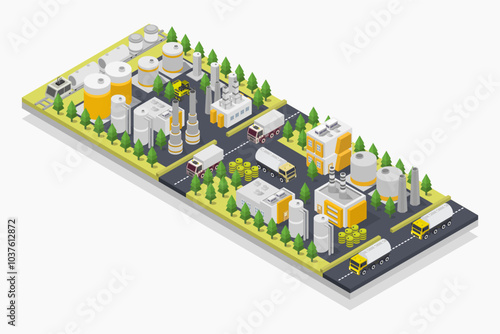 Oil Refinery Isometric