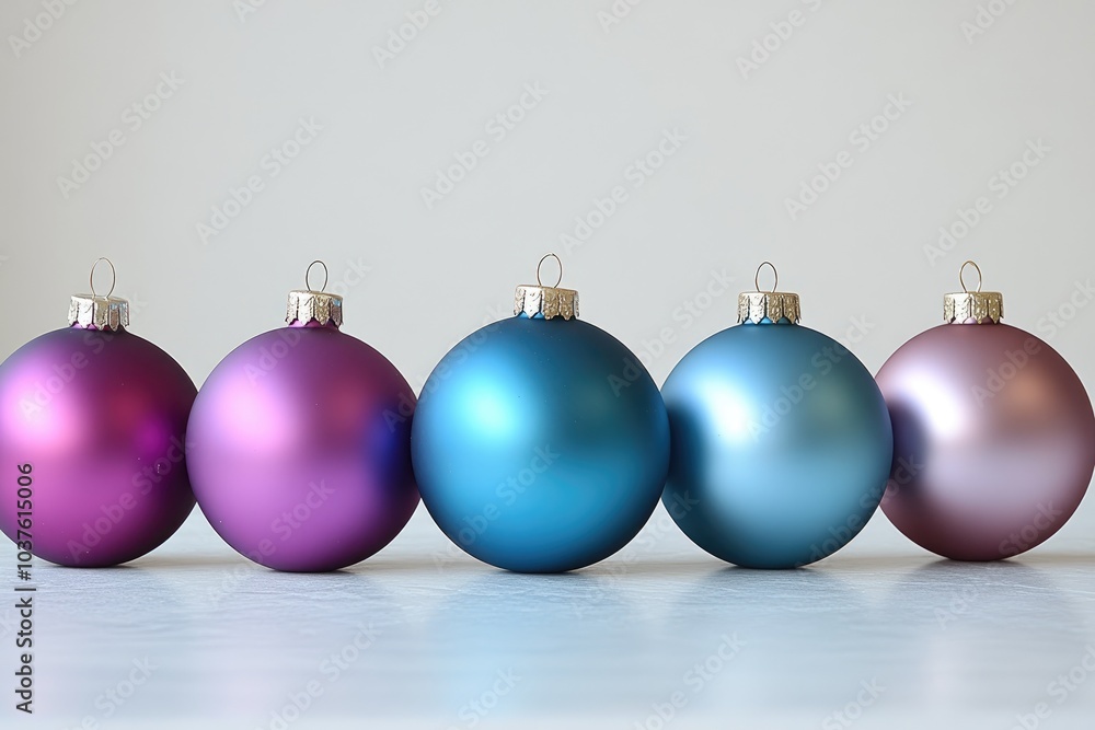 Vibrant Pink and Blue Christmas Ornaments in Minimalist Arrangement Vibrant Pink and Blue Christmas Ornaments in Minimalist Arrangement