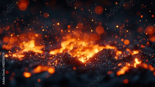 Intense Fire with Glowing Embers