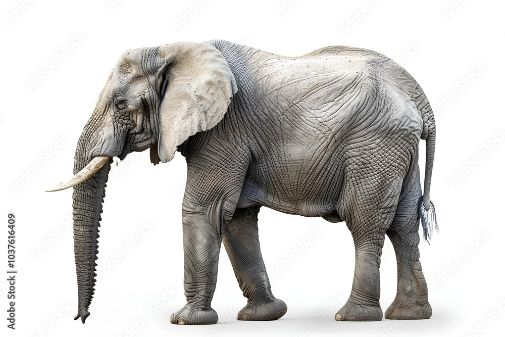 A close up of an elephant on a white background A close up of an elephant on a white background