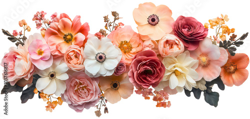 Floral flower wall panel, decorative plant design, isolated element summer decoration, botanical vintage garden, natural romantic beautiful