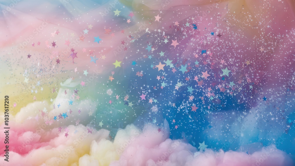 Fototapeta premium Vibrant pastel illustration with abstract shapes and colorful, whimsical patterns