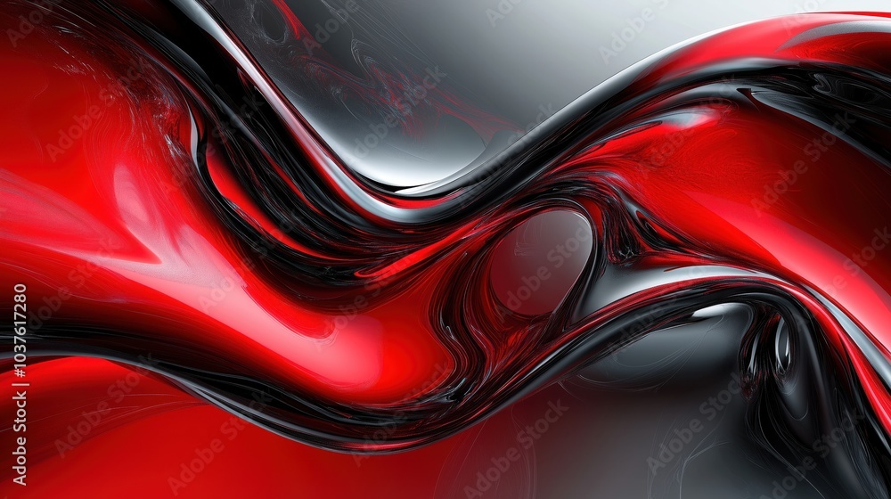Dramatic fluid shapes in a stunning ruby red and black color palette creating a striking abstract visual experience Dramatic fluid shapes in a stunning ruby red and black color palette creating a striking abstract visual experience