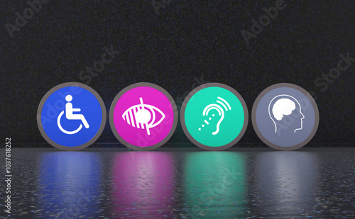 Disabled, Disability Signs, Icons are Visual Presentation. 