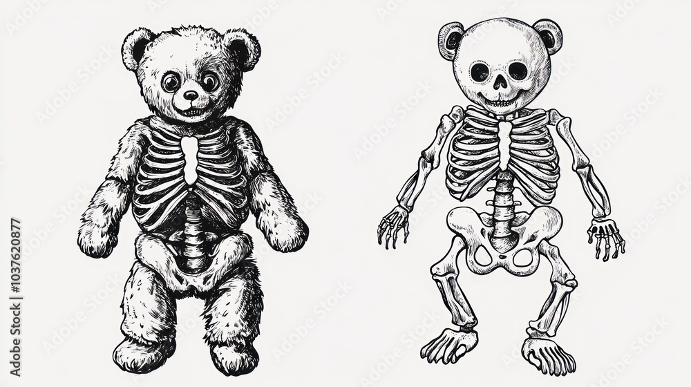 Teddy Bear Skeleton Illustration Teddy Bear Skeleton Illustration