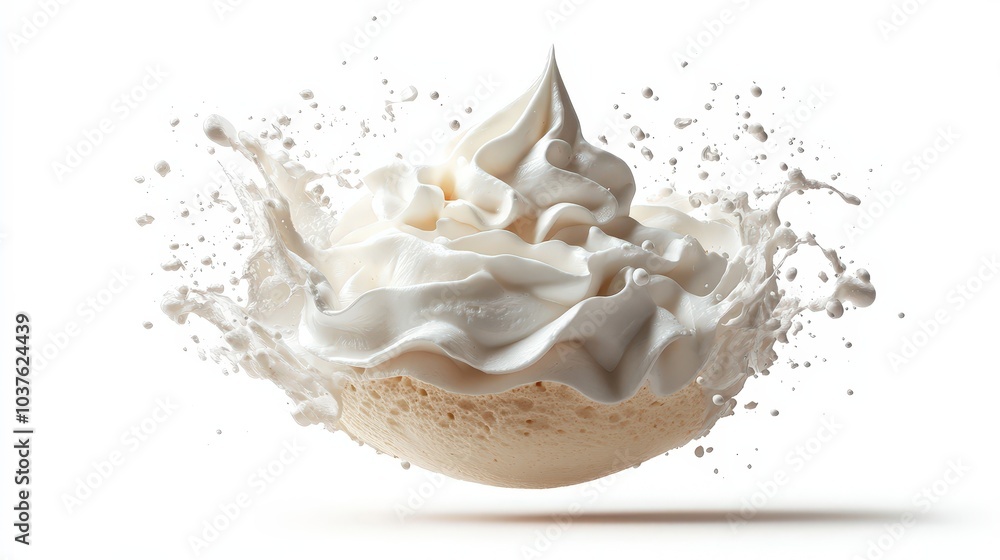 Elegant Pavlova Dessert Floating in Air - High-Quality Realistic Image for Product Photography on White Background Elegant Pavlova Dessert Floating in Air - High-Quality Realistic Image for Product Photography on White Background