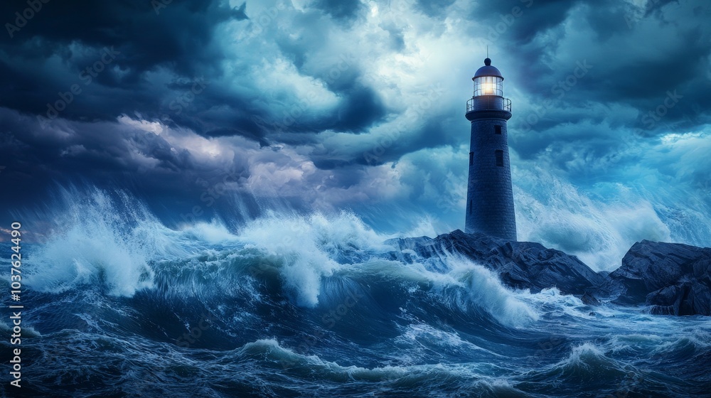 Lighthouse Standing Tall During Stormy Weather Lighthouse Standing Tall During Stormy Weather