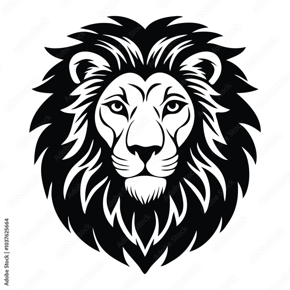 Fototapeta premium Lion head silhouette on white background