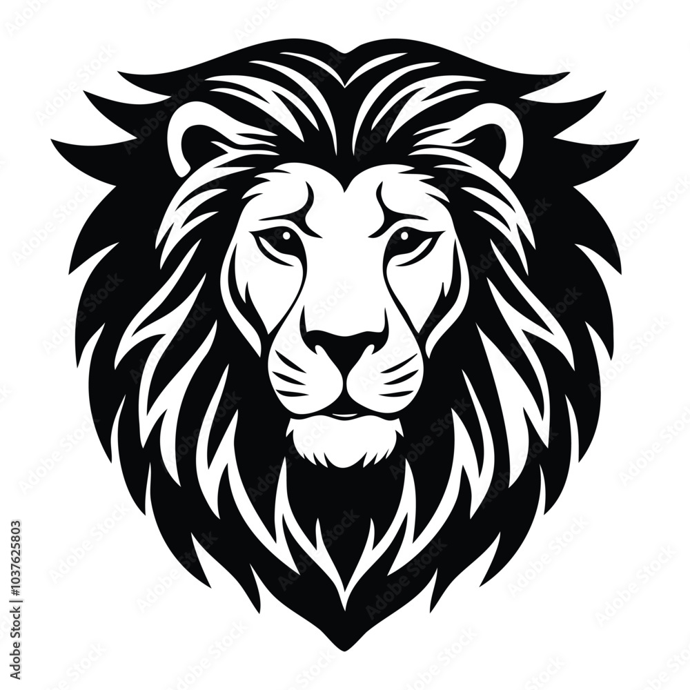 Fototapeta premium Lion head silhouette on white background