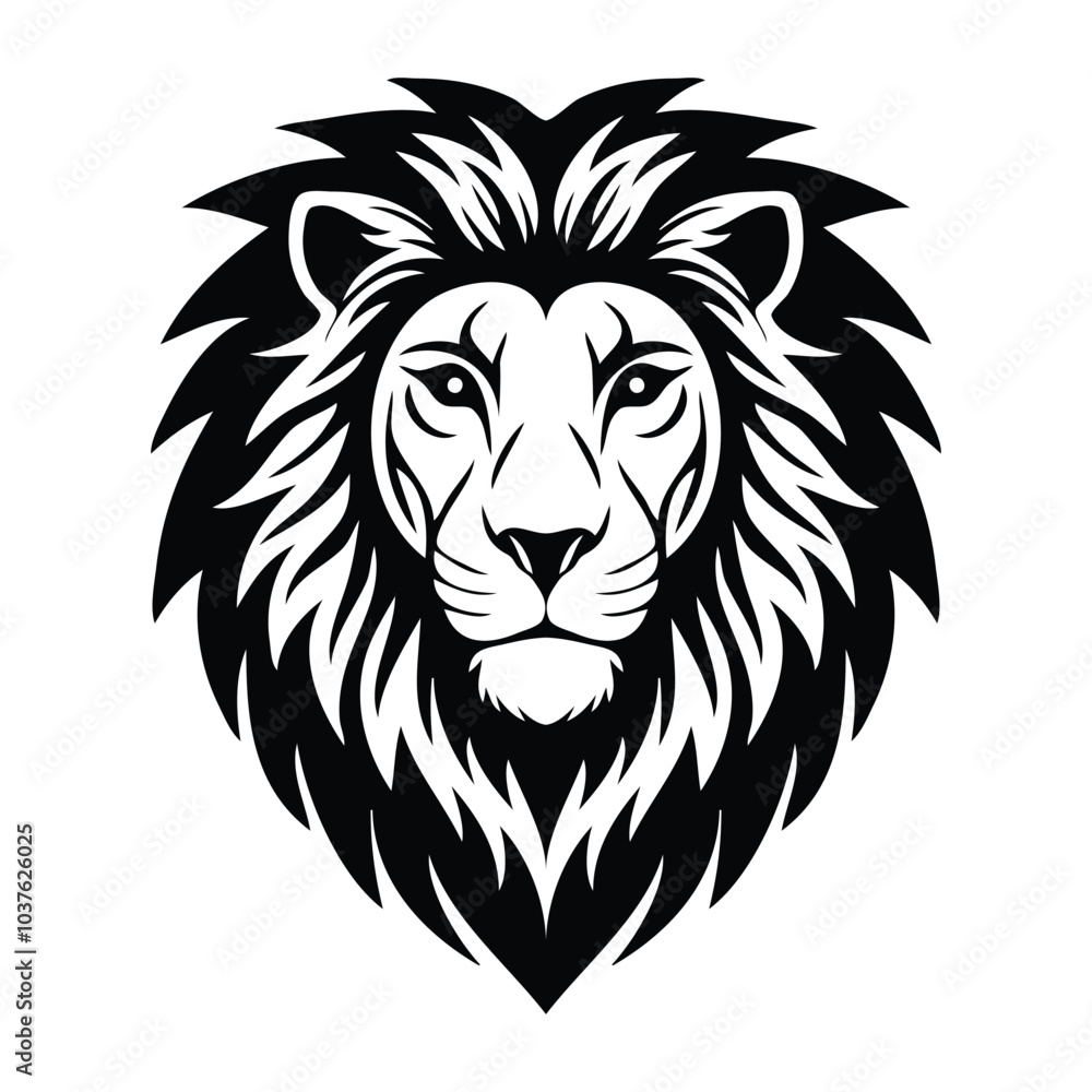 Obraz premium Lion head silhouette on white background