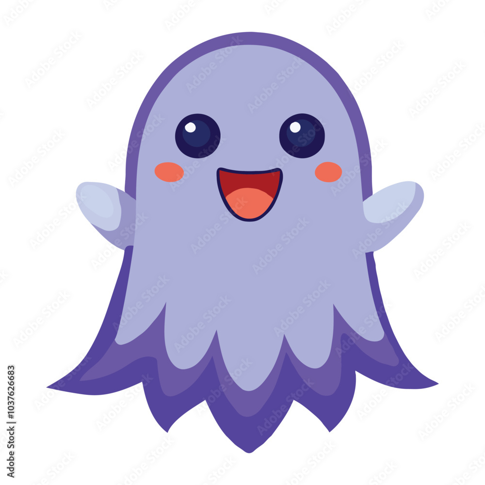 Obraz premium A flat-color cartoon character of ghost vector clipart on white background