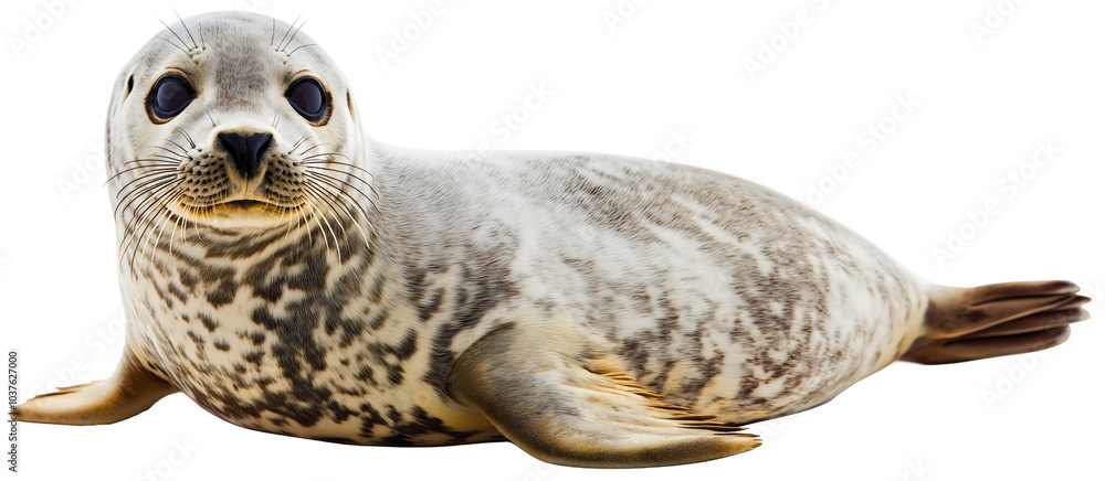 Obraz premium Graceful seal isolated animal, majestic grey wildlife fauna, aquatic sea marine mammal, untamed gray wild ocean nature, maritime creature essence