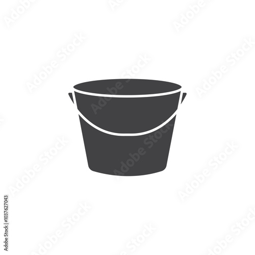 Bucket icon Flat simple outline set