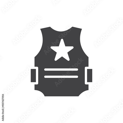 Bulletproof vest icon Flat simple outline set