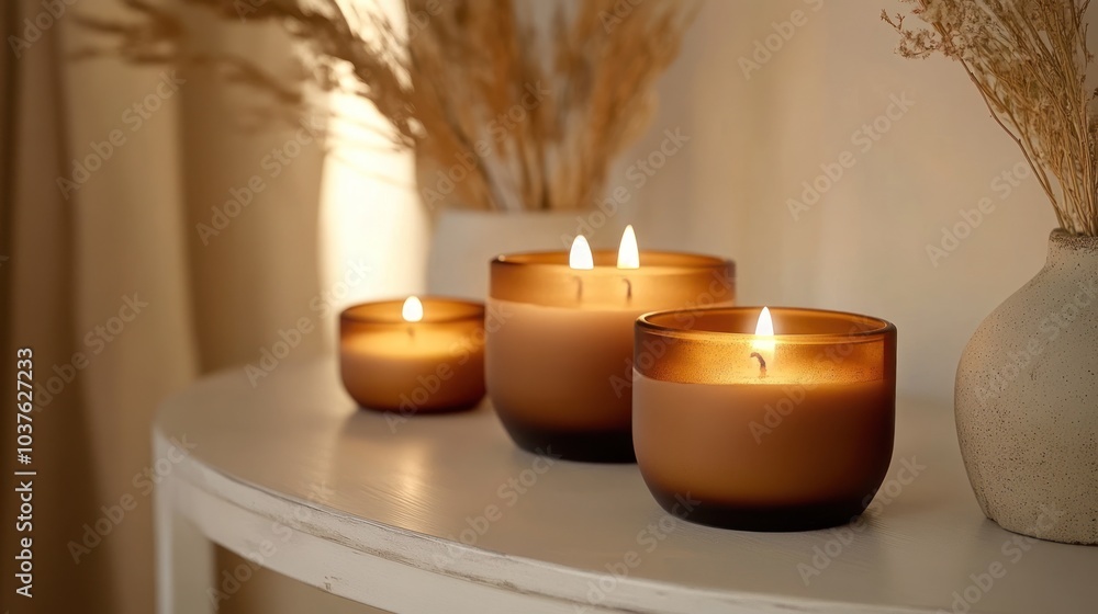 Three Candles on a White Table Three Candles on a White Table