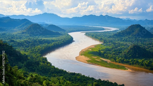 Serene View of the Mekong River Landscape