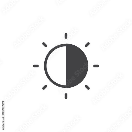 Contrast icon Flat simple outline set