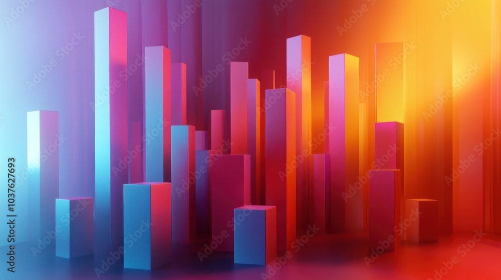 Abstract Cityscape in Neon Lights