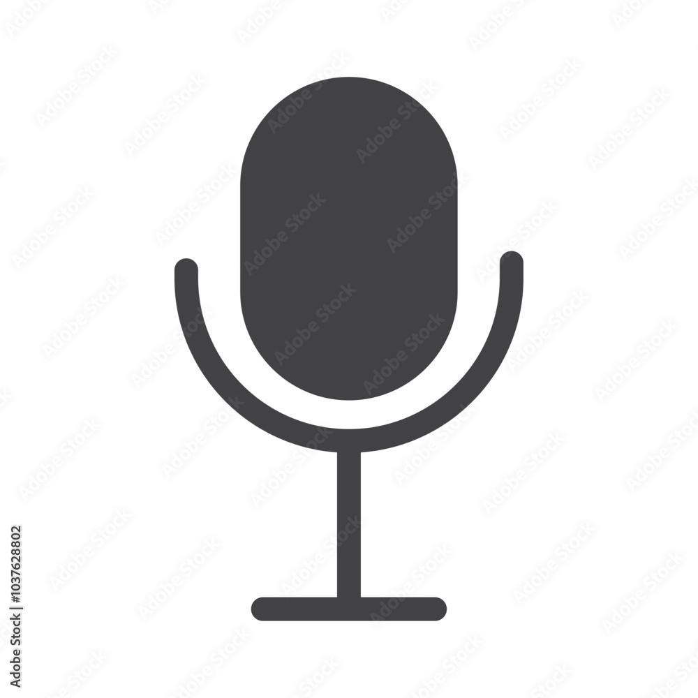 Microphone icon Flat simple outline set Microphone icon Flat simple outline set