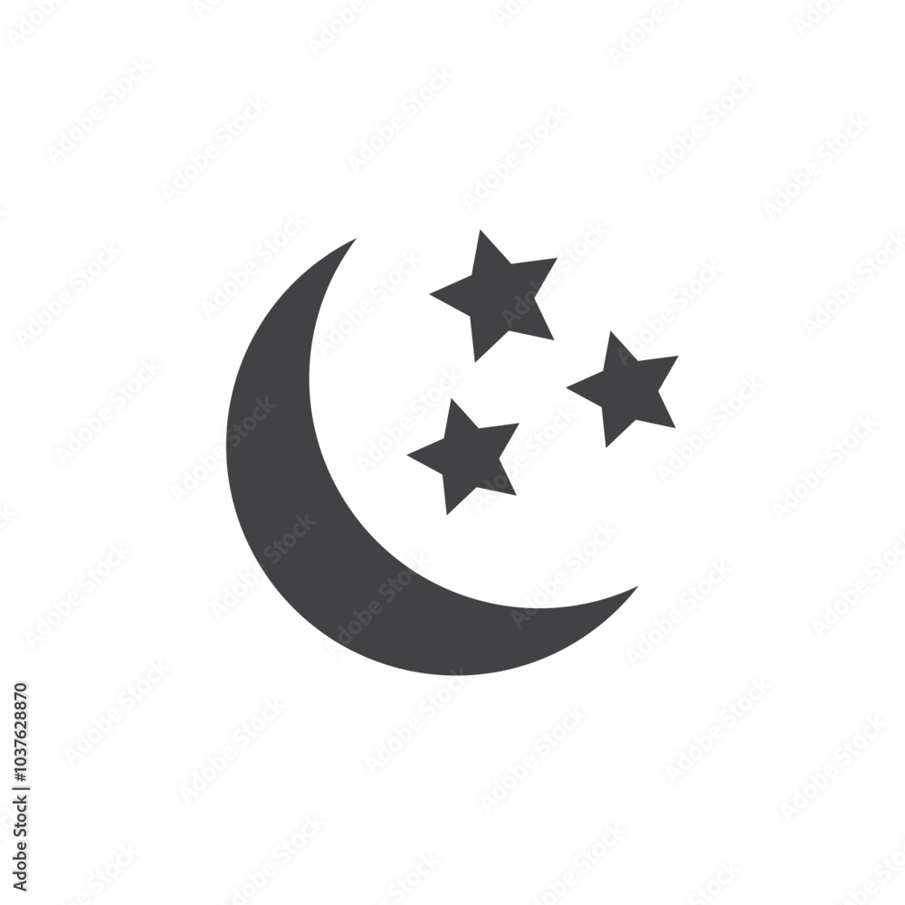 Moon stars icon Flat simple outline set Moon stars icon Flat simple outline set